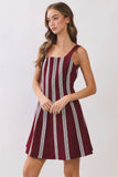CD07383-Contrast Vertical Trim Fit & Flare Mini Dress