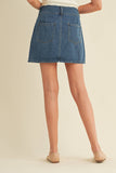 CS5938A - PEARL POCKET DETAIL DENIM SKIRT
