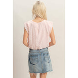 Bubble Hem Cotton Eyelet Sleeveless Top