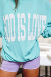 T1770-GOD | 'GOD IS LOVE' Print Oversized Graphic Top
