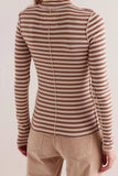 Stripe Turtleneck basic top fitted tee long sleeve top