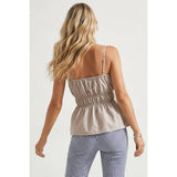 Buckle Pleated Sleeveless Top