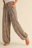 IP1494-A LEOPARD GAUZE RELAXED FIT BALLOON PANTS