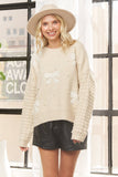 LESW4039- BOW PRINT KNIT SWEATER