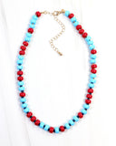 Ellison Stone Necklace Powder Blue Red