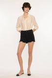 HIGH RISE BLACK DENIM SHORTS-KC7281BK
