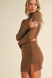 IST5189 MINI RIB KNIT SKIRT WITH SIDE SLIT AND MOCK TOP