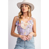 3D FLOWER EMBROIDERY TANK TOP
