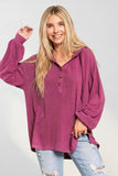 LONG PUFF SLEEVES HOODIE TUNIC TOP - RET3056PD