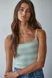 S1304N | Knit Striped Seamless Cami Strap Reversible Top