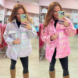 Metallic Shimmer Puffer Jacket