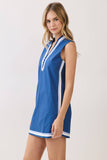 CD07271-Contrast Trim Sleeveless Shift Mini Dress