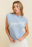 CSW10210-1 - 'GAMEDAY" EMBROIDERED SLEEVELESS SWEATER VEST