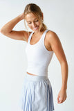 Ribbed Scoop-Neck Built-in-Bra Tank Top