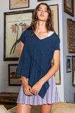 Asymmetrical Hem Solid Top With Raw Edges