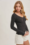 BUTTON DOWN LACE TRIMMED KNIT CARDIGAN