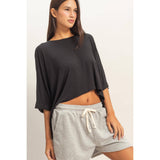 Relaxed High-Low Batwing Sleeve Top