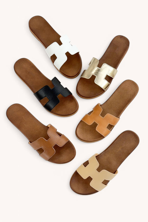CRUCIAL-01 CUT-OUT DESIGN UPPER SLIP ON SANDALS