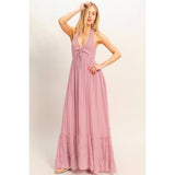 Halter Neck Smocked Maxi Dress