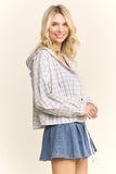CROPPED PLAID HOODIE BUTTON-UP SHIRT - RET4244