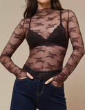 Lux Layering Floral Lace See Through Mesh Top Blouse