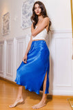 Solid Satin Midi Skirt
