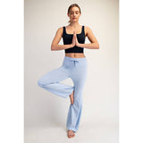 COTTON LYCRA BUBBLED FLARE PANTS
