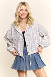 CROPPED PLAID HOODIE BUTTON-UP SHIRT - RET4244