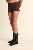 SUEDE SOLID COLOR SLIM FIT-IN STRETCH MICRO SHORTS