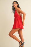 IR2198 HALTER BABYDOLL ROMPER WITH BIKER SHORTS