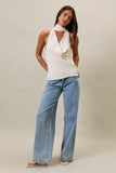 COWL NECK TOP WITH ATTACHED SCARF