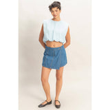 Bubble Hem Cotton Eyelet Sleeveless Top