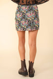 NS50105-Floral Jacquard Fabric Holiday Mini Skirt