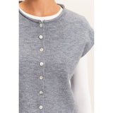 Rolled Edge Button Front Sweater Vest