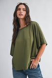 8550HN Boxy Dolman Short Sleeve Top