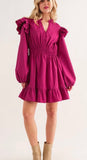 Burgundy Puff Sleeve Dress