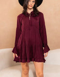 Wine Ruffle Tiered Dress