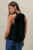 BOW DETAIL HALTER NECK FLARE TOP