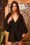 R5268 Ruffled Solid Woven Romper