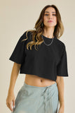Cropped Garment Wash T-Shirt