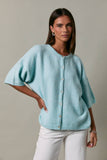 SHORT SLEEVE CREW NECK SWEATER LIGHTWEIGHT CARDIGAN