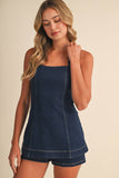 IR2520 SQUARE NECK LINE DENIM ROMPER