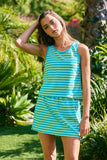 IT2681-SET | Striped Tank & Mini Skirt Bult In Shorts Set