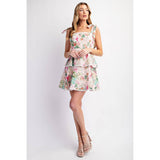 LOVELY PRINT EYELET TIERED MINI DRESS