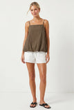 Billowy Cami Top With Bubble Hem
