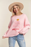 LESW3436- X-MAS TREE ACCENT SWEATER