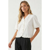Ruffle Detail Bubble Sleeve Top