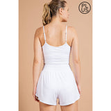 PLUS SIZE BUTTER FABRIC TRACK SHORTS