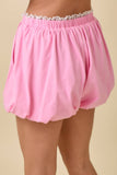 Bubble Hem Shorts With Lace Ruffle