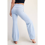 COTTON LYCRA BUBBLED FLARE PANTS